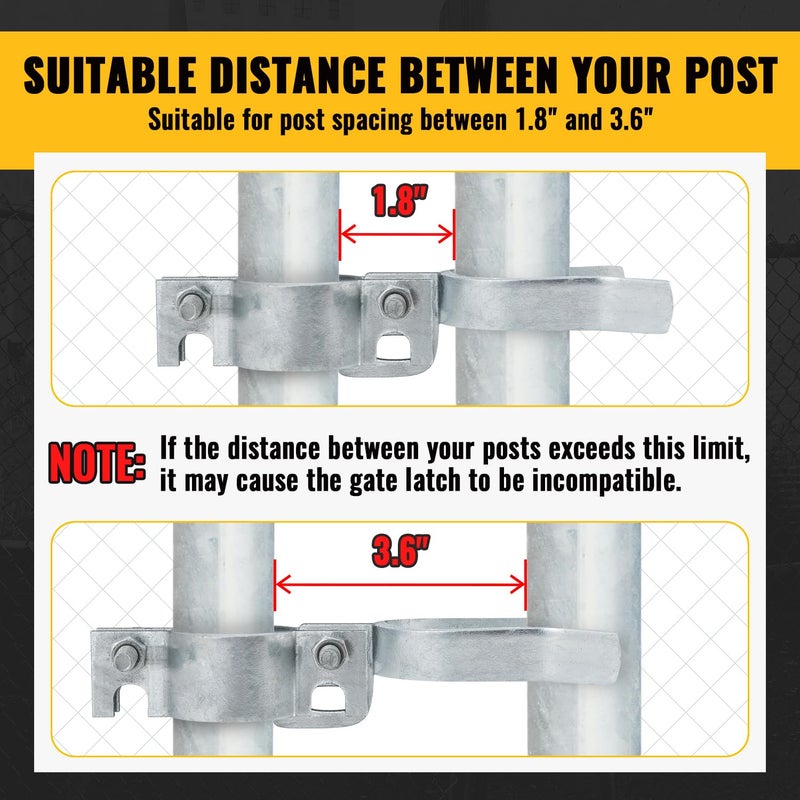 VIVIDA Chain Link Gate Latch 1-3/8"" x 1-5/8"", Fence Fork Lock, Galvanized Steel, 1 PCS - Image 2